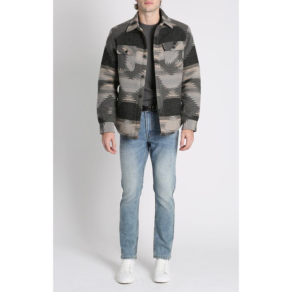 Jachs Mens Aztec Southwest Wool Blend Sherpa Fleece Lined Shirt Jacket XL